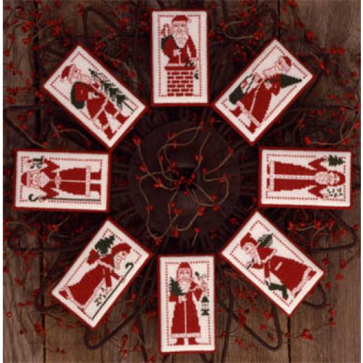 Prairie Schooler - Redwork Santas (Stickvorlage)