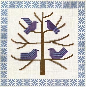 Fremme Stickpackung - Vögel im Baum 15x15 cm