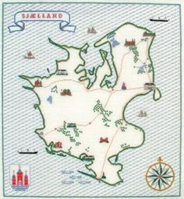 Haandarbejdets Fremme - Landkarte Seeland (Stickpackung)