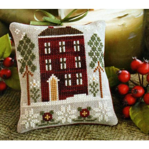 Little House Needleworks - 2010 Ornament Red House In Winter