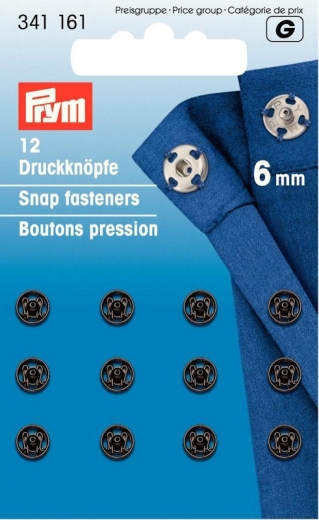 Annäh-Druckknöpfe Ø 6 mm schwarz - Prym 341161