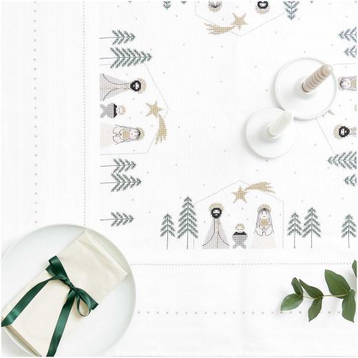 Rico Design - Tischdecke Krippe (Stickpackung)