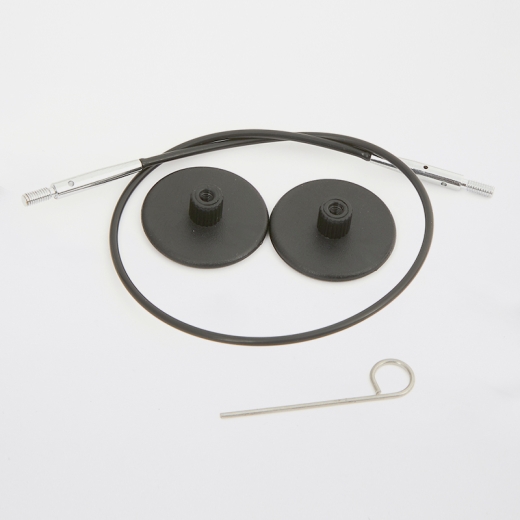 KnitPro Seil für Nadelspitzen 100 cm schwarz-silber