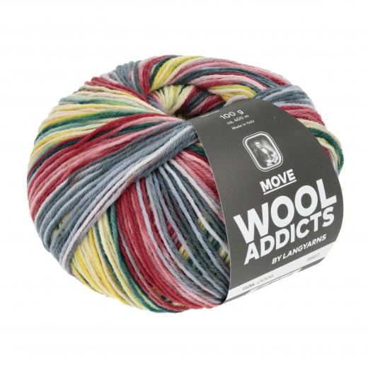 Move Lang Yarns Sockenwolle 4-fach - anthrazit-rot-grün-gelb