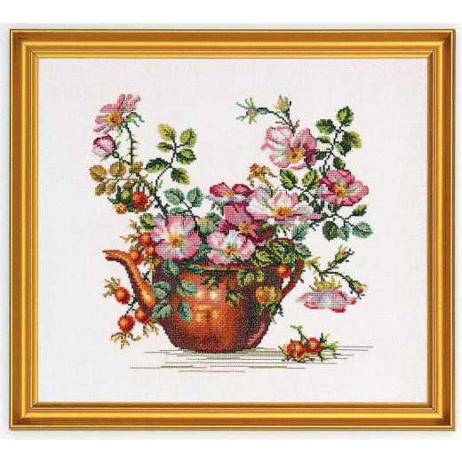 Kupferkanne mit Rosen - Stickpackung Eva Rosenstand