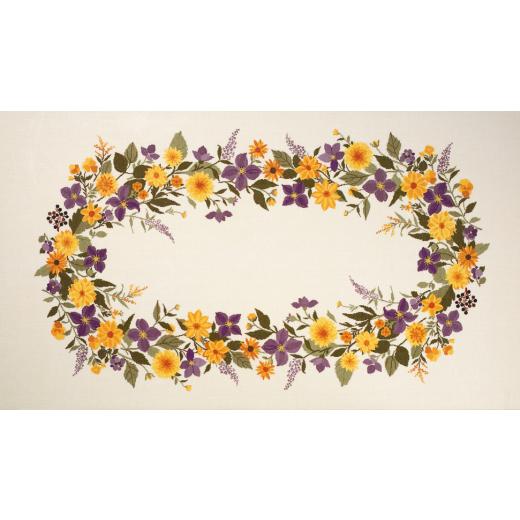 Eva Rosenstand - Tischdecke Clematis & Dahlien (Stickpackung)
