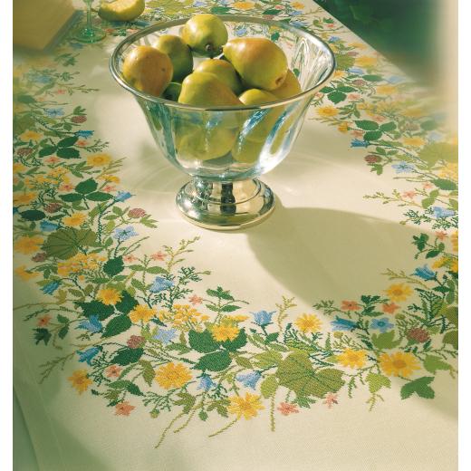 Eva Rosenstand Stickpackung - Tischdecke Sommerblumen