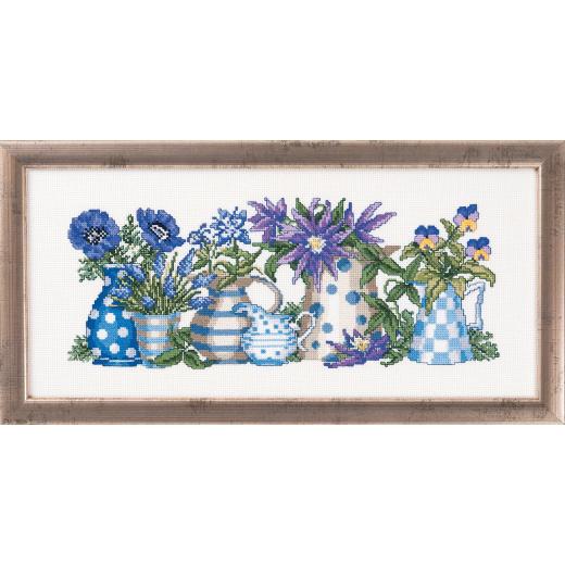 Permin of Copenhagen Stickpackung - Sampler Blaue Blumen