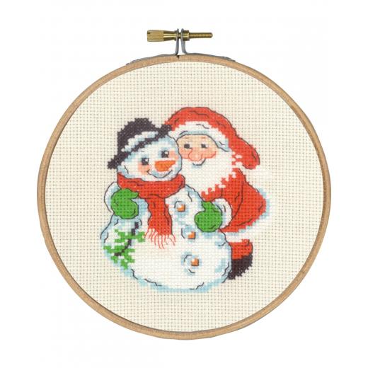 Schneemann & Weihnachtsmann mit Stickring - Permin of Copenhagen (Stickpackung)
