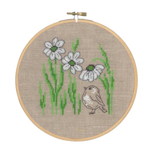 Permin of Copenhagen - Vogel mit Blumen incl. Stickring