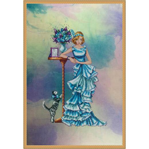 Cross Stitching Art - Azure Elegance