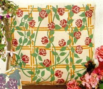Haandarbejdets Fremme - Kissen Rosen rot