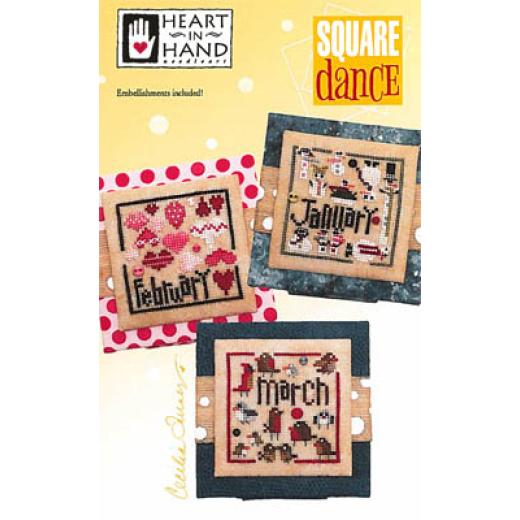 Heart In Hand Needleart - Square Dance January - March (w/emb)