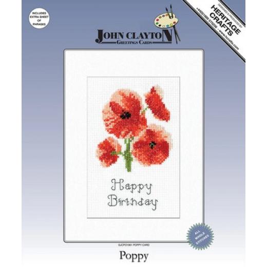Heritage Crafts - Greeting Card Poppy - (Stickpackung)