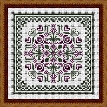 Stickvorlage Happiness Is Heartmade - May Hearts Square With PurpleIrises