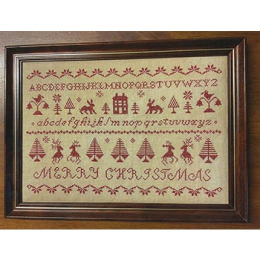 Stickvorlage Frog Cottage Designs - Christmas Redwork Sampler