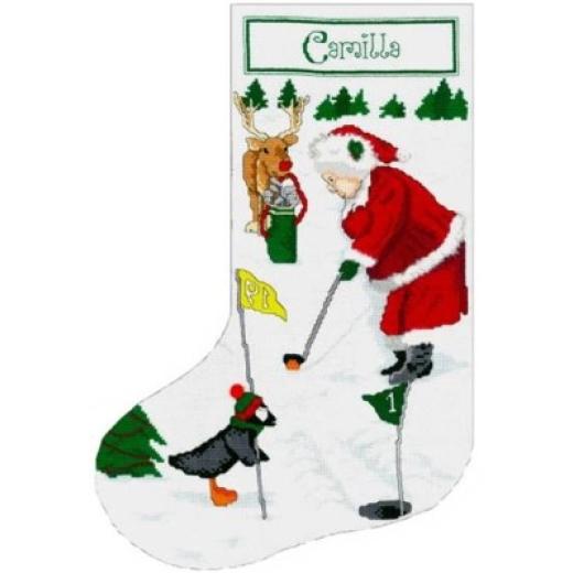 Stickvorlage Xs and Ohs - Golfing Mrs Santa