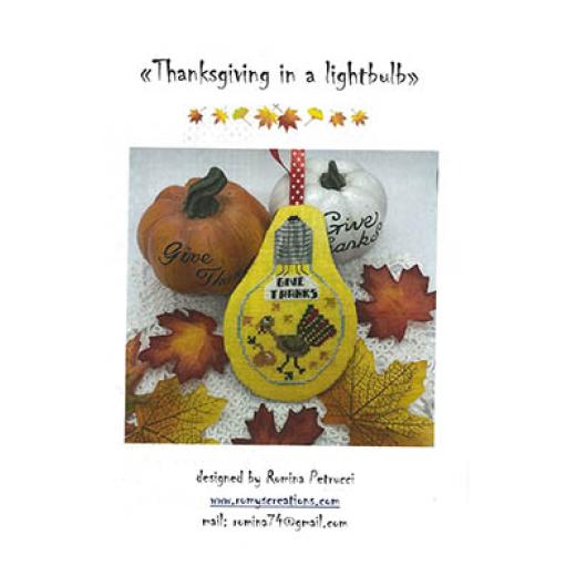 Stickvorlage Romys Creations - Thanksgiving In A Lightbulb