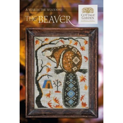 Stickvorlage Cottage Garden Samplings - Year In The Woods 11 The Beaver