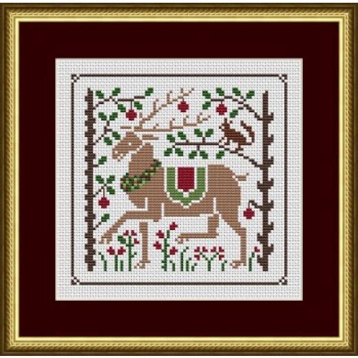 Stickvorlage Happiness Is Heartmade - Christmas Reindeer In The Forest