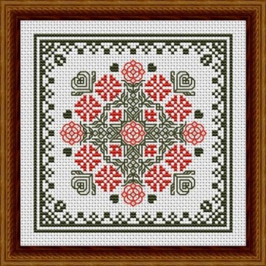 Stickvorlage Happiness Is Heartmade - October Hearts Square With Marigolds