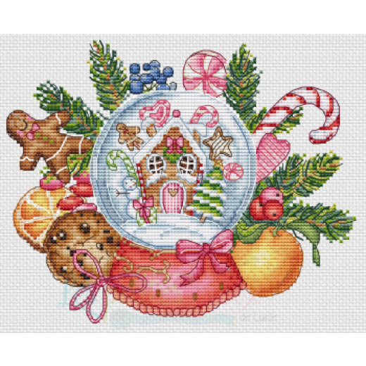 Gingerbread House Snowball - Les Petites Croix De Lucie (Stickvorlage)
