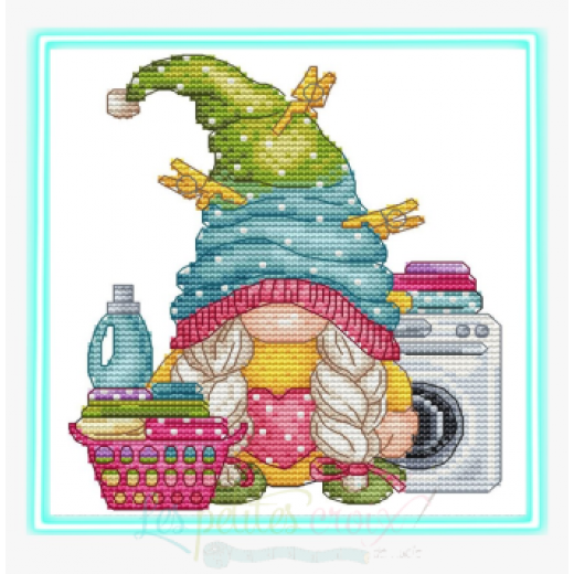 Laundry Girl Gnome - Les Petites Croix De Lucie (Stickvorlage)