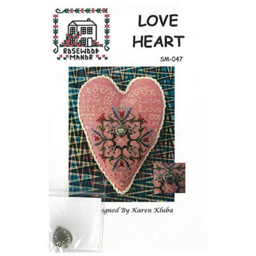 Love Heart (w/charm) - Rosewood Manor Designs (Stickvorlage)