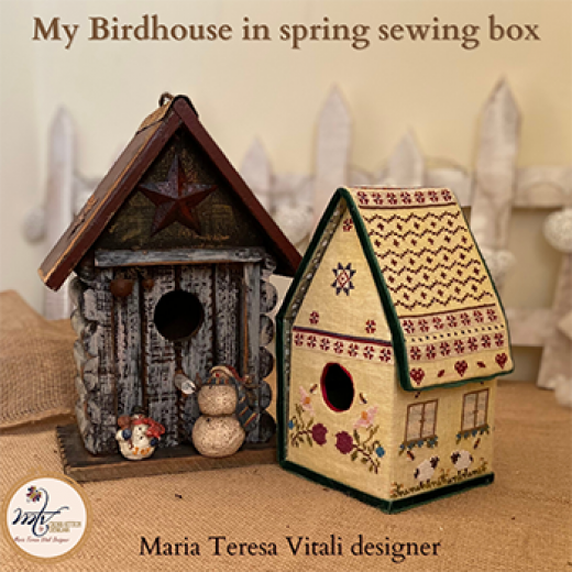 Stickvorlage MTV Designs - Birdhouse In Spring Sewing Box