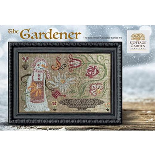 Stickvorlage Cottage Garden Samplings - Snowman Collector 6 - The Gardener