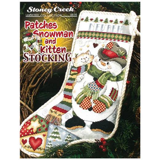 Stickvorlage Stoney Creek Collection - Patches Snowman And Kitten Stocking