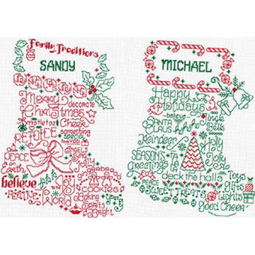 Stickvorlage Imaginating - Mr & Mrs Holiday Stocking