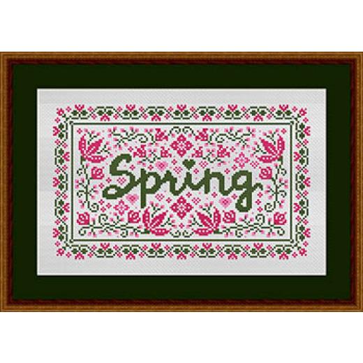 Spring Flowers And Hearts - Happiness Is Heartmade (Stickvorlage)