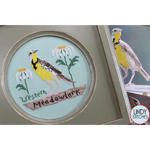 Stickvorlage Lindy Stitches - Western Meadowlark Bird Crush Club