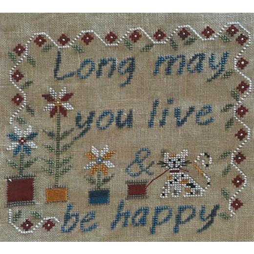 Stickvorlage Romys Creations - Long May You Live And Be Happy