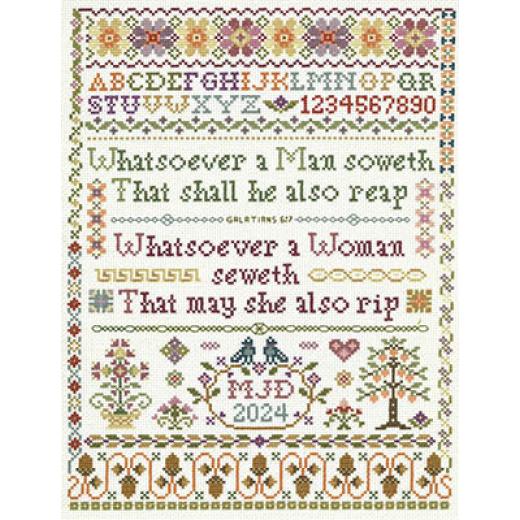 Stickvorlage Imaginating - Woman Seweth Sampler