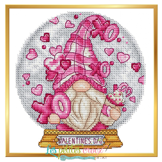Snow Globe Valentine Gnome - Les Petites Croix De Lucie (Stickvorlage)