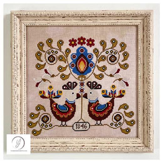 Stickvorlage Yasmins Made With Love - Koguty - Fraktur Birds