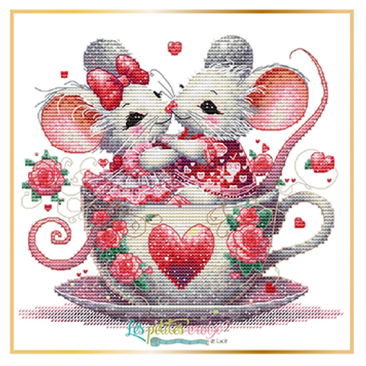 Stickvorlage Les Petites Croix De Lucie - Be Mine (Mice In Teacup)