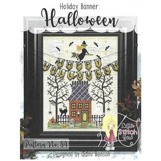 Stickvorlage Little Stitch Girl - Halloween Holiday Banner