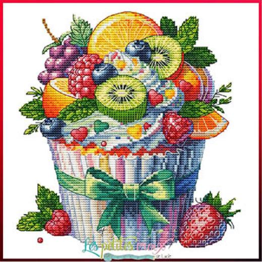 Fruits Cupcake - Les Petites Croix De Lucie (Stickvorlage)