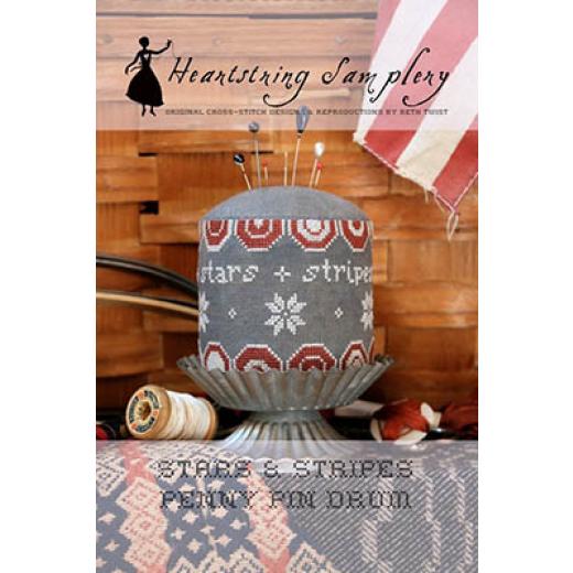 Stickvorlage Heartstring Samplery - Stars & Stripes Penny Pin Drum