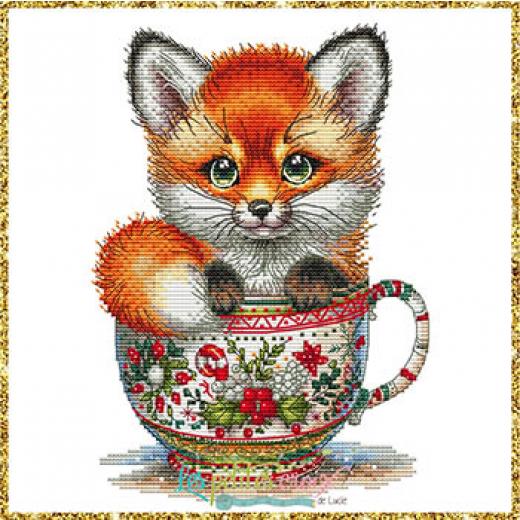 Christmas Animals Cup Fox - Les Petites Croix De Lucie (Stickvorlage)