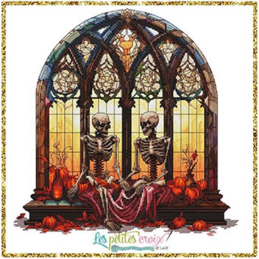 Love Squeletton Window - Les Petites Croix De Lucie (Stickvorlage)