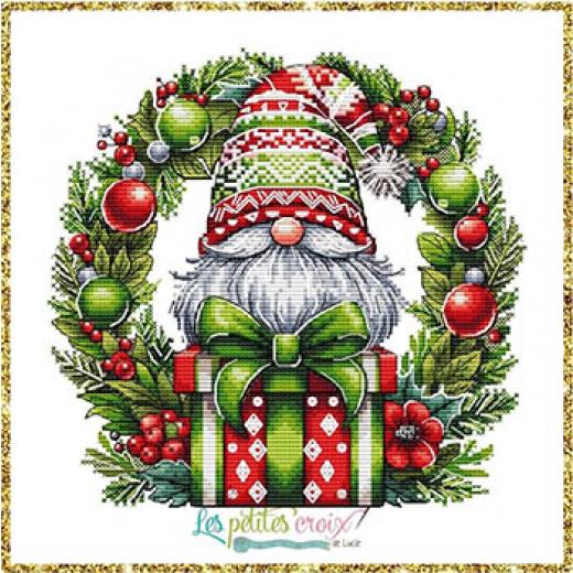 Christmas Gnome Wreath - Les Petites Croix De Lucie (Stickvorlage)