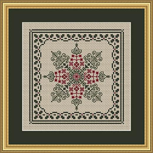 Stickvorlage Happiness Is Heartmade - Christmas - Holly And Pine Snowflake Christmas - Holly And Pine Snowflake