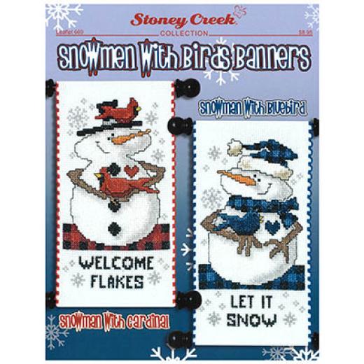 Snowmen With Birds Banners - Stoney Creek Collection (Stickvorlage)