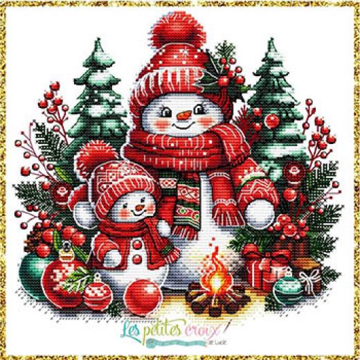 Snowmen Family - Les Petites Croix De Lucie (Stickvorlage)