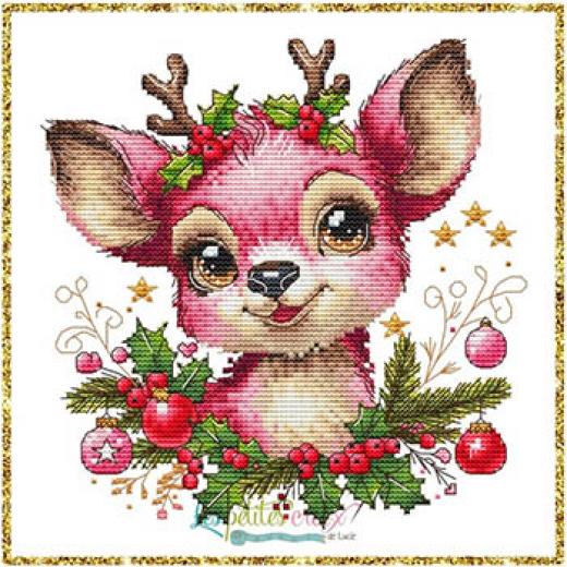 Les Petites Croix De Lucie - Christmas Pink Reindeer (Stickvorlage)
