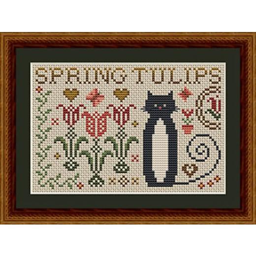 Happiness Is Heartmade - Cat With Spring Tulips